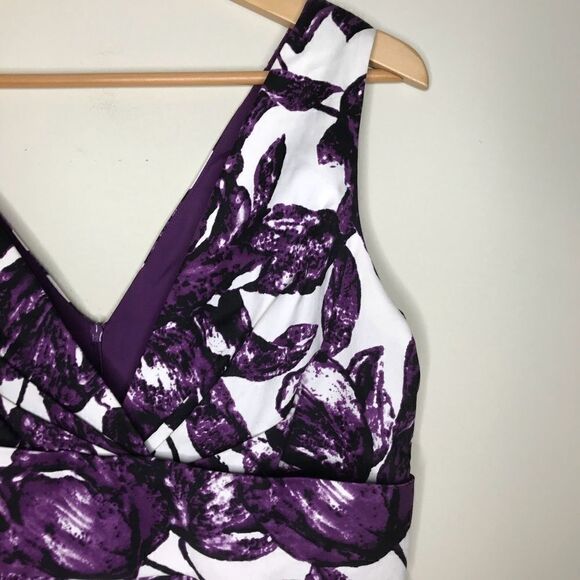 Donna Ricco Sz 14 Purple Floral Dress - Picture 1 of 5